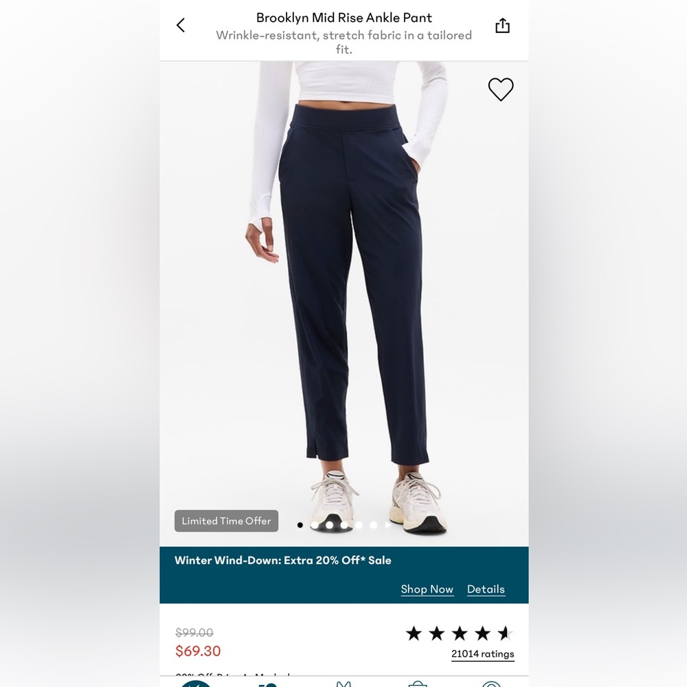Athleta Brooklyn BUNDLE OF 2 Mid Rise Ankle Pant - navy and grey